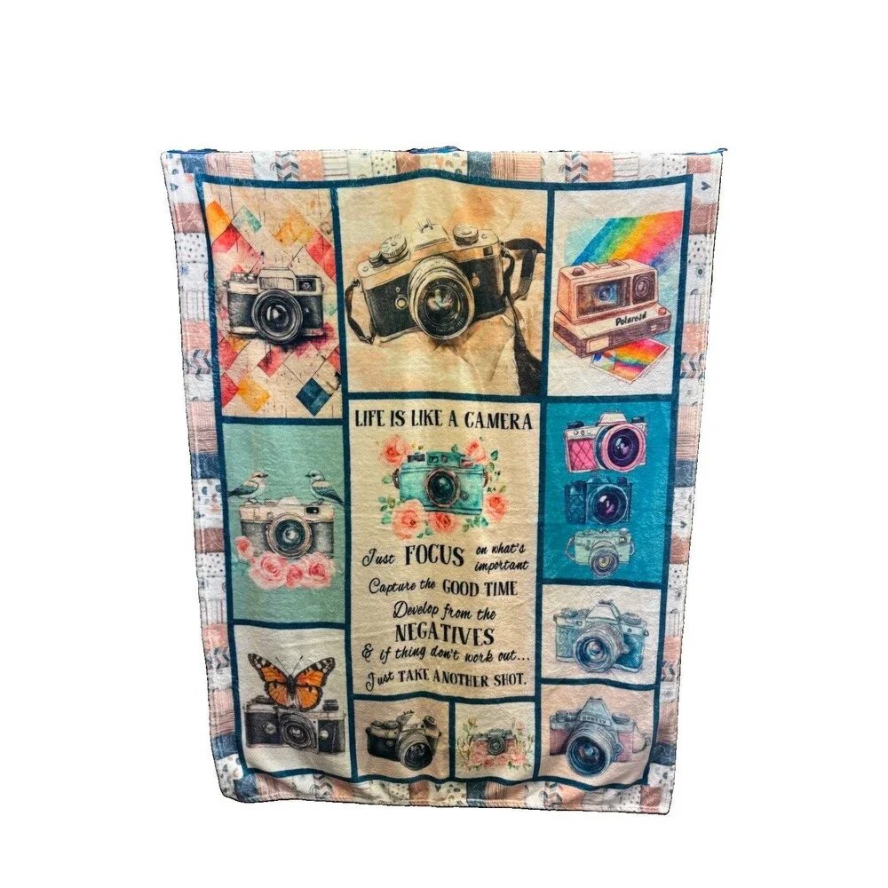 Camera Themed Plush Throw Blanket 50
